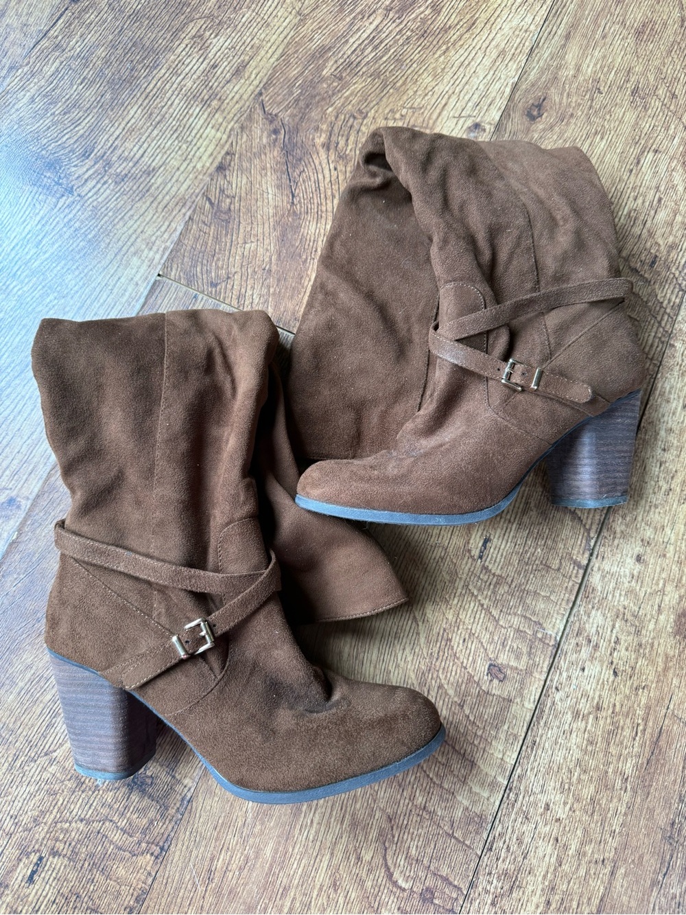 Women’s Madden Girl Over The Knee Boots Brown Faux Suede Block Heel Sz 9M